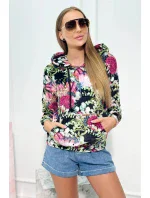 Velúrová mikina s kapucňou čierny