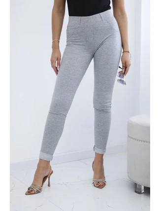 Bavlnené nohavice so zirkónmi na zadných vreckách sivé