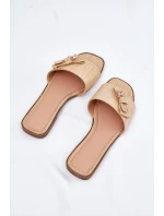 Klapki Damskie Na Płaskim Obcasie Z Kokardą Beżowe Sallariela