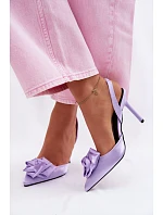 Dámské sandály na podpatku s saténovým provedením fialové Irina