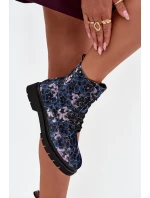 Dámske zateplené členkové topánky 57C1052 Dark Blue Pattern - Artiker