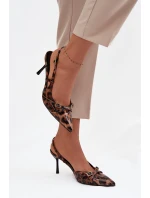 Czółenka Z Odkrytą Piętą I Paseczkami Panterka Brązowe Ravira