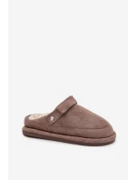 Kapcie Damskie Z Paskiem Ocieplane Futerkiem Ciemnobeżowe Rilena