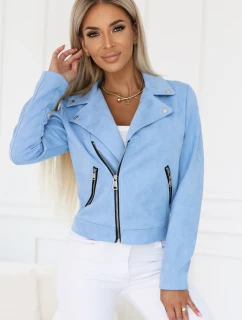 481-3 Semišové tričko s dlhými rukávmi a zipsami - MODRÉ