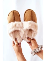 Damskie Papcie Klapki z Futerkiem Camel Pinky