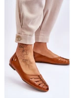 Zazoo 10009 Wygodne Skórzane Baleriny Damskie Brązowe Zazoo 10009 Wygodne Skórzane Baleriny Damskie Brązowe