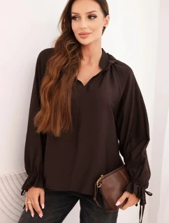 Dámska blúzka z viskózy tmavohnedá - FPrice