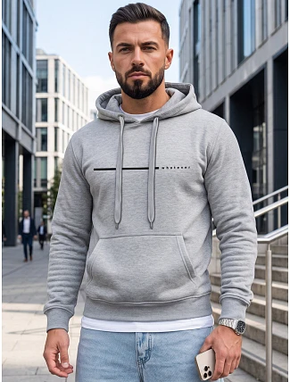 Pánska mikina s kapucňou a potlačou WHATEVER, svetlošedá, FashionStreet NX5128BX
