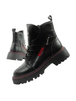 Lee Cooper dámske trapper topánky dámske zateplené kožené slingbacks čiernočervené dámske topánky