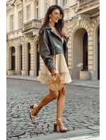 Skórzane Sandały Na Masywnej Platformie Złote Marina