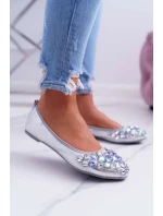 Kožené balerínky s ozdobnými kameňmi Silver Crystal Kožené balerínky s ozdobnými kameňmi Silver Crystal
