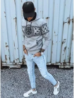 Pánska sivá mikina s potlačou FashionStreet BX5309