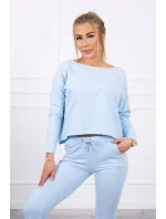 Súprava s oversize blúzkou modrej farby