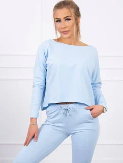 Súprava s oversize blúzkou modrej farby