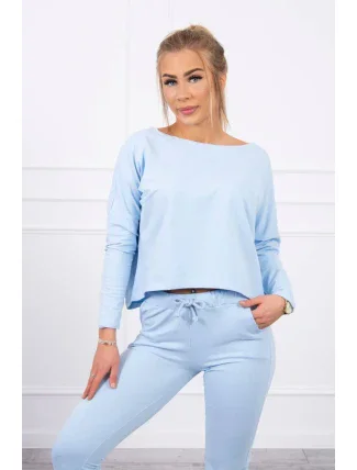 Súprava s oversize blúzkou modrej farby