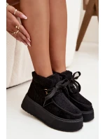 Śniegowce Damskie Na Platformie Z Futerkiem Czarne Florivelle