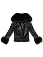 Dámska bunda s kožušinovým golierom (61M8507-392A) čierna - Goodlooking