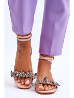 Damskie Sandały Z Ozdobnymi Motylami Beżowe Jeane