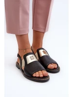 Zazoo 40385 Damskie Skórzane Sandały Czarne