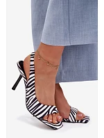 Dámske sandále na podpätku z eko semišu zebra Calvoria