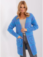 Modrý dámsky sveter so vzormi