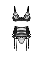 Dámsky sexy set Lune Bellis 3-Pcs Crotchless black - Obsessive Dámsky sexy set Lune Bellis 3-Pcs Crotchless black - Obsessive