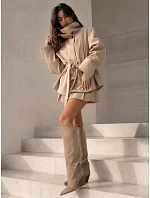 Dámske béžové semišové čižmy na vysokom podpätku FashionStreet ZY1463 Dámske béžové semišové čižmy na vysokom podpätku FashionStreet ZY1463