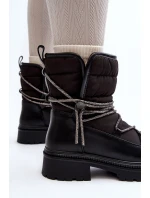 Śniegowce Damskie Z Ozdobnym Wiązaniem Czarne Rilana