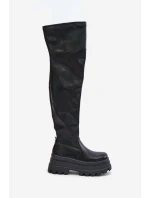 Kozaki Za Kolano Na Masywnej Platformie Czarne Zinera