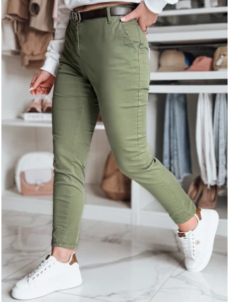 Dámske nohavice chinos s opaskom LINESKA khaki FashionStreet UY2575
