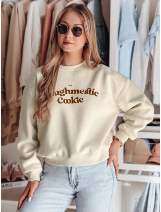 Dámska nadrozmerná mikina s potlačou COOKIES svetlo béžová FashionStreet BY1446 Dámska nadrozmerná mikina s potlačou COOKIES svetlo béžová FashionStreet BY1446
