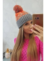 Dámska čiapka s brmbolcom Abigail K326 sivá+neon orange