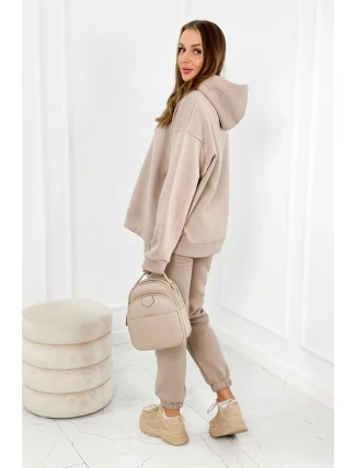 Bavlnená súprava s vyšívaným nápisom Paradise tmavo béžová