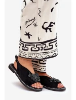 Sandały Damskie Na Płaskim Obcasie Z Ozdobą Czarne Setorina