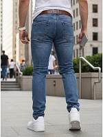 Pánske džínsové nohavice slim fit s opaskom modré FashionStreet UX4490