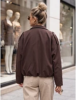 Dámska oversize prechodová bunda s golierom, čokoládová, FashionStreet TY6089 Dámska oversize prechodová bunda s golierom, čokoládová, FashionStreet TY6089