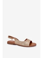 Sandały Damskie Na Płaskim Obcasie Złote Weanise