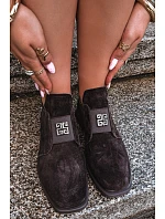 Kožené semišové členkové topánky s ozdobou Vinceza 91185 Hnedé Kožené semišové členkové topánky s ozdobou Vinceza 91185 Hnedé
