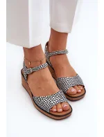 Dámske sandále na klinoch Sergio Leone bielo-čierne