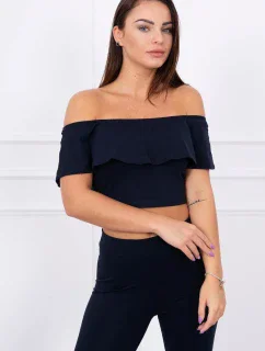 Súprava s volánikovým lemom námornícka modrá