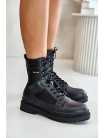 Skórzane Trapery Botki Męskie Ocieplane Big Star OO174164 Czarne