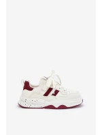 Sneakersy Dziecięce Na Platformie Beżowo-Bordowe Grellio