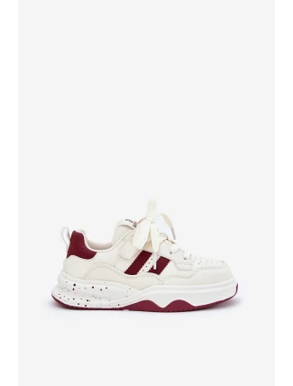 Sneakersy Dziecięce Na Platformie Beżowo-Bordowe Grellio