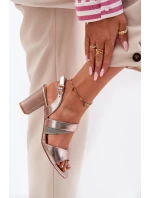 Sandały Damskie Na Słupku Sergio Leone SK866 Różowe Złoto