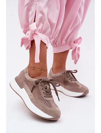 Kožené semišové tenisky na platforme Dark Beige Norisa Kožené semišové tenisky na platforme Dark Beige Norisa