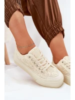 Koronkowe Trampki Damskie Big Star RR274746 Beżowe