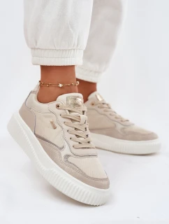 Dámske kožené tenisky na platforme Beige Velarria