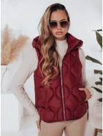 Dámska prešívaná vesta s kapucňou MISSVEST bordová FashionStreet TY5017