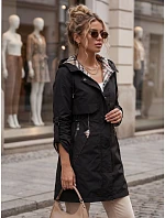 Dámska prechodná bunda typu parka s kapucňou, čierna, FashionStreet TY5833