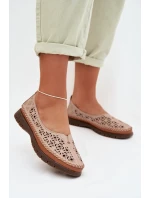 Dámské Ažurové Baleríny z Přírodní Kůže Sergio Leone SP-006 Růžové